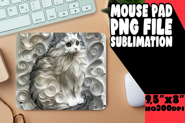 Cat Magic Sublimation Mouse Pad - 3D Design