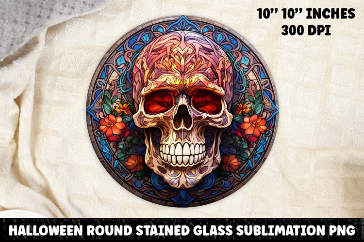 Halloween Stained Glass Sublimation PNG | Skull | Ghost