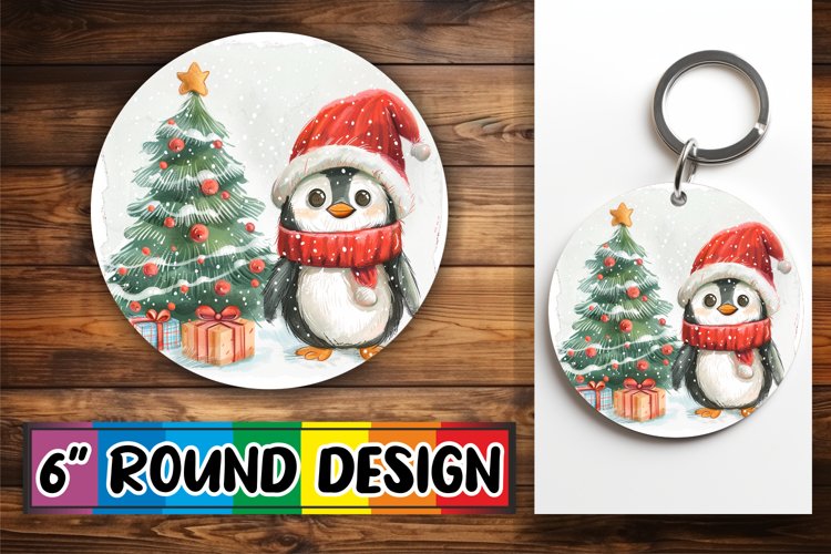 Winter Watercolor Animals Sublimation for Keychain