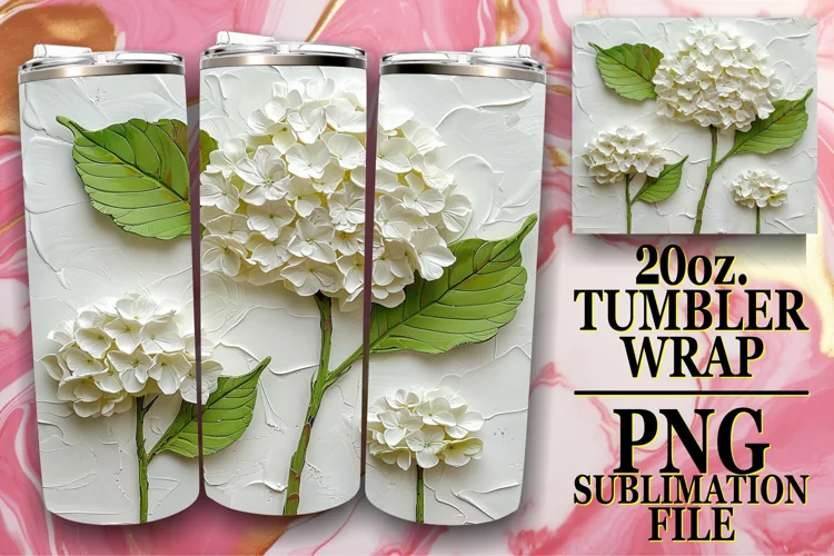 Elegant Bloom Serenity: 3D Tumbler Sublimation