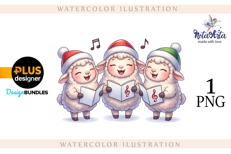 Christmas Sheep in Watercolor Style