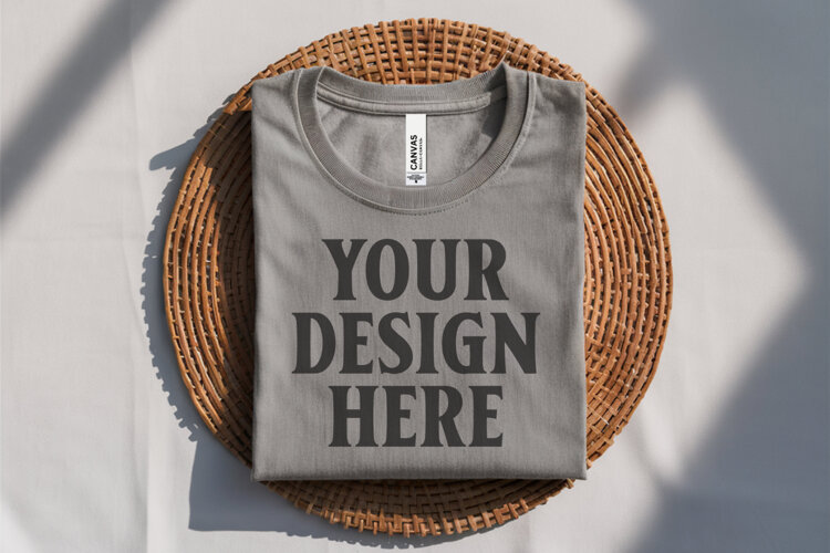 Ash Bella Canvas 3001 Flat Lay T-Shirt Mockup example image 1