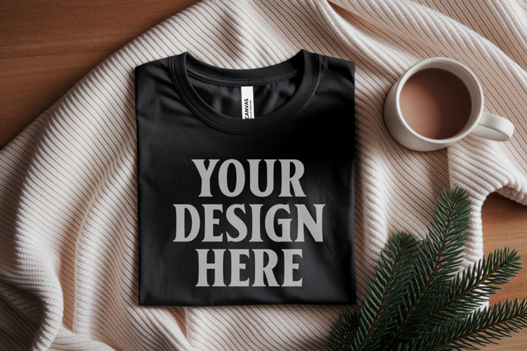 Black Tshirt Mockup Image 2