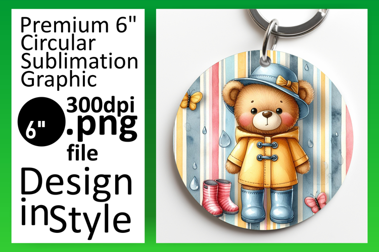 Chic Circle PNG Car Coaster Design , Teddy Bear