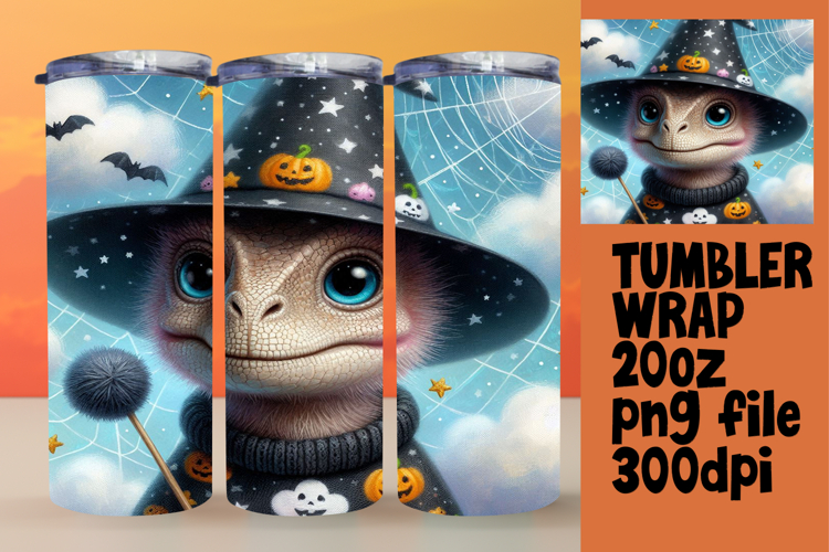 20oz Tumbler Template for Creative Minds , Halloween Dino