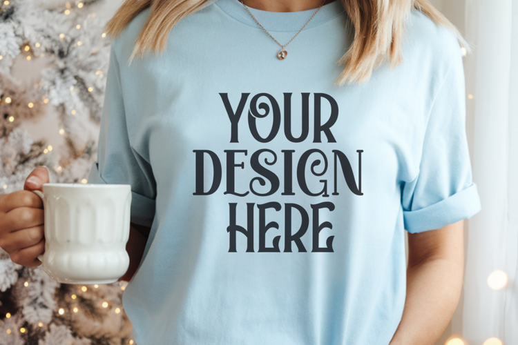 Chambray Comfort Colors 1717 Christmas Mockup, CC 1717