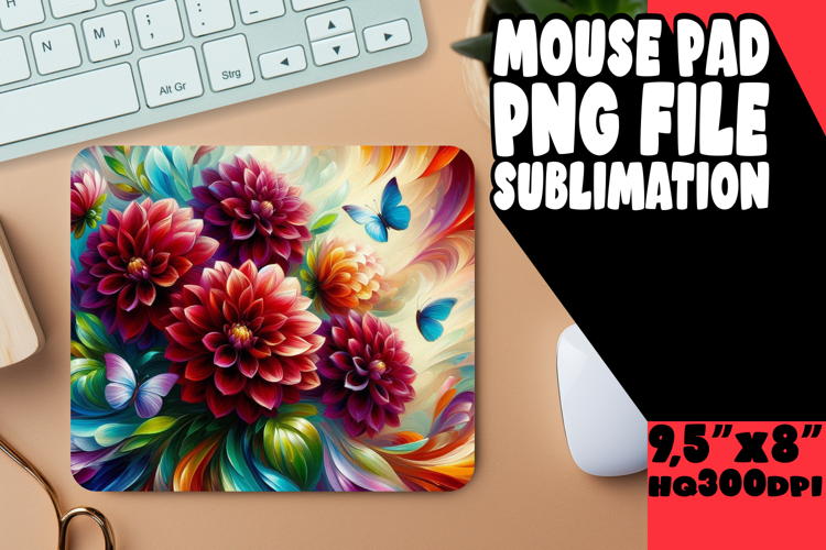 Luminous Mouse Pad PNG Design, Flowers