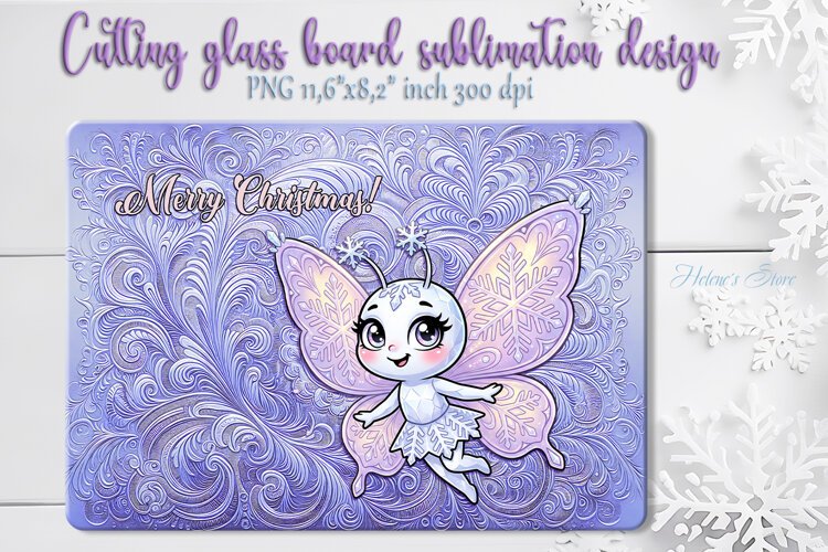 Little Snowflake Butterfly cutting board sublimation design example image 1