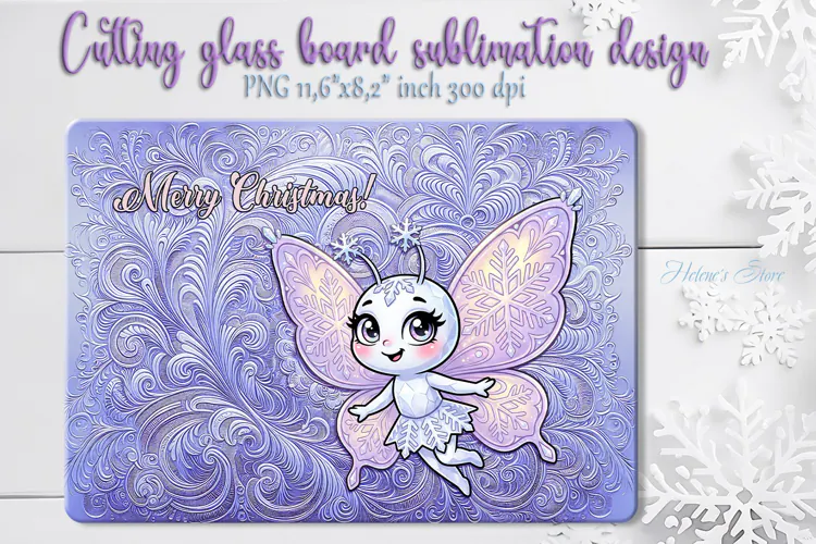 Little Snowflake Butterfly cutting board sublimation design