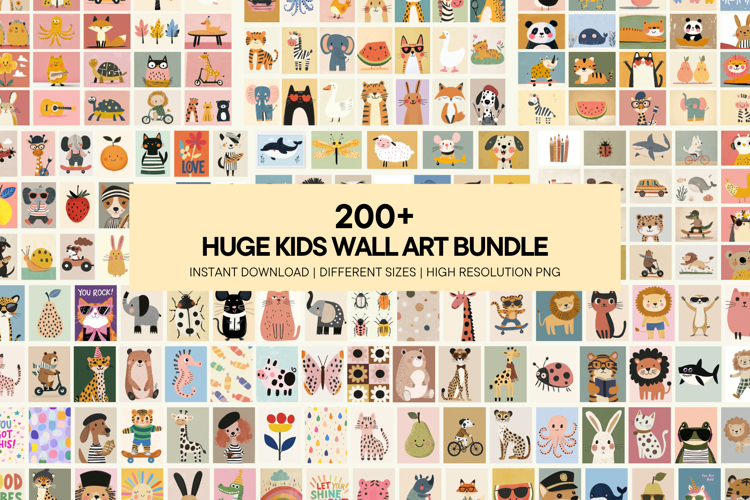 Colorful Kids Wall Art Nursery Cute Printable Posters example image 1