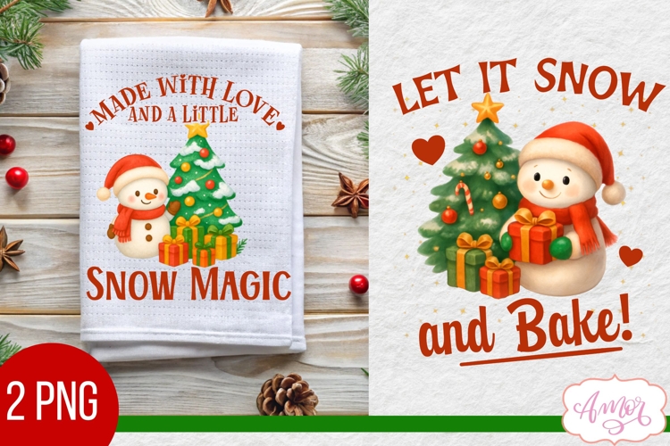 Christmas kitchen towel PNG, Cute winter snowman design