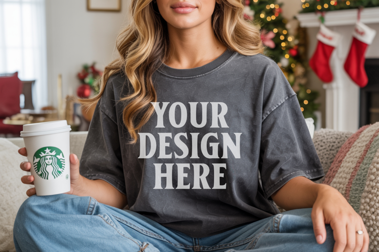 Pepper Christmas Comfort Colors 1717 T-shirt Mockup