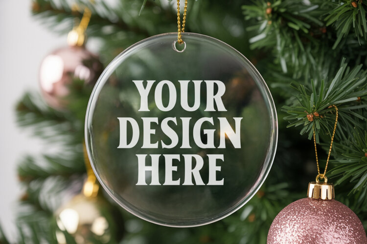 Acrylic Christmas Ornament Mockups , acrylic blank mockup example image 1