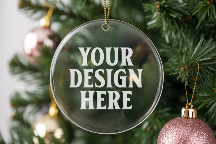 Acrylic Christmas Ornament Mockups , acrylic blank mockup