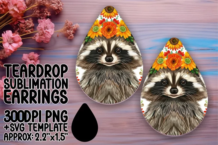 Sublimation Wrap: Vibrant Raccoon & Flowers Design
