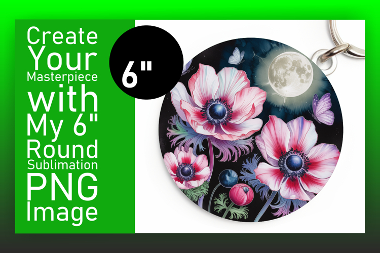 Stylish Round Design Keychain Artwork , Flowers
