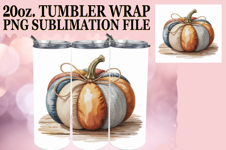 Vibrant spirit 20oz tumbler wrap, Pumpkin Watercolor