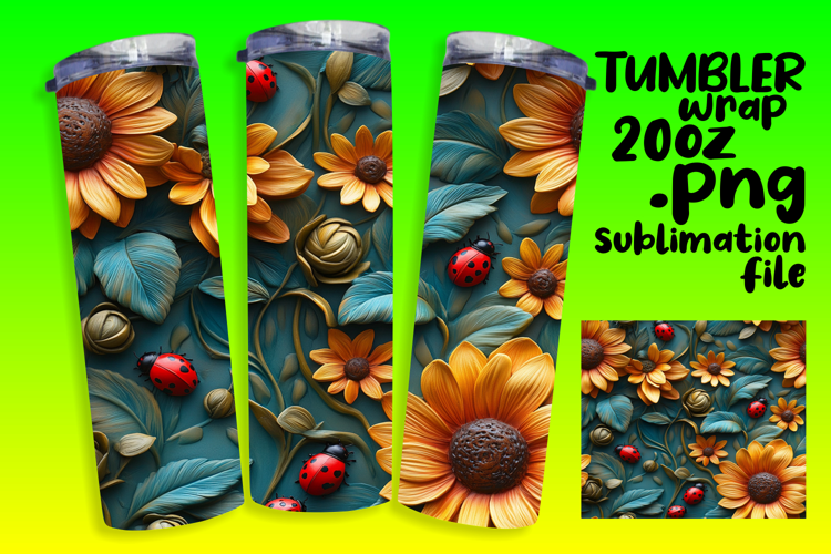 Original 20oz Tumbler Artwork , 3D Flower