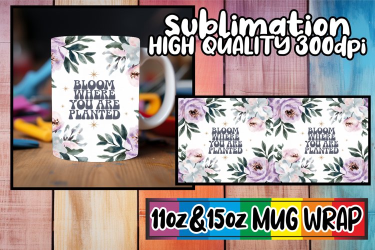 Sweet escapes 11oz 15oz sublimation wrap, Flower Quote example image 1