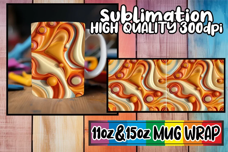 Vibrant 3D Symphony: Sublimation Mug Wrap 11oz/15oz