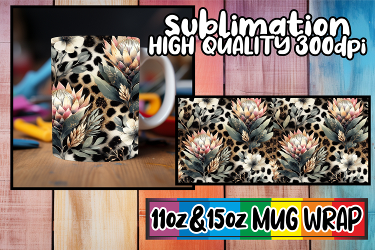 Cheerful smiles 11oz 15oz sublimation wrap, Leopard Prints