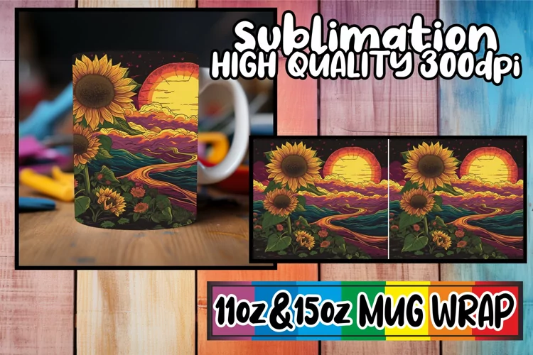 Retro Spring Blossom Extravaganza: Mug Wrap Sublimation