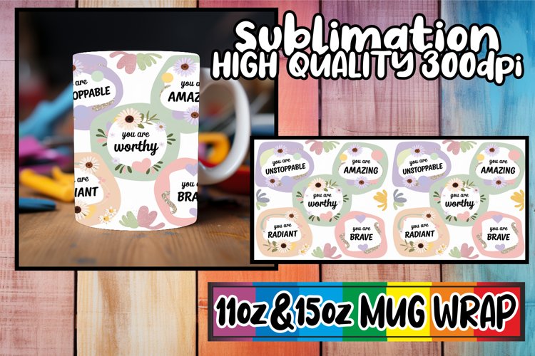 Radiant smiles 11oz 15oz mug wrap, Quote example image 1