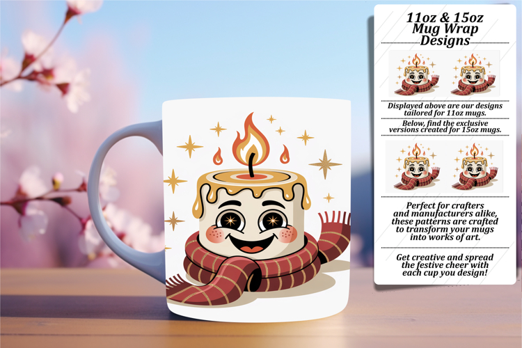 Fancy 11oz Mug Wrap Png Design , Cute Christmas