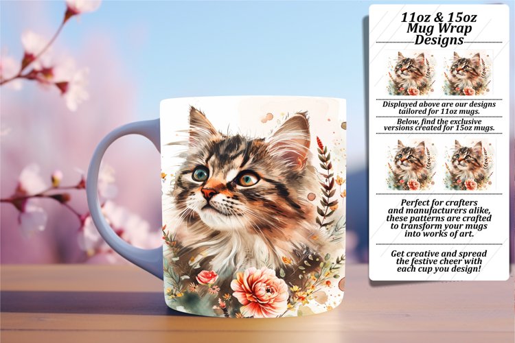 Playful Cats on Springtime Mug Wraps