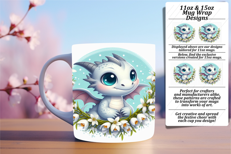 Beautiful 15oz Mug Wrap Png Design , Dragon