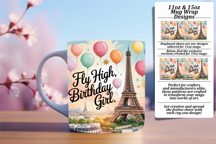 Chic 11oz Mug Wrap Png Design , Girl Quote