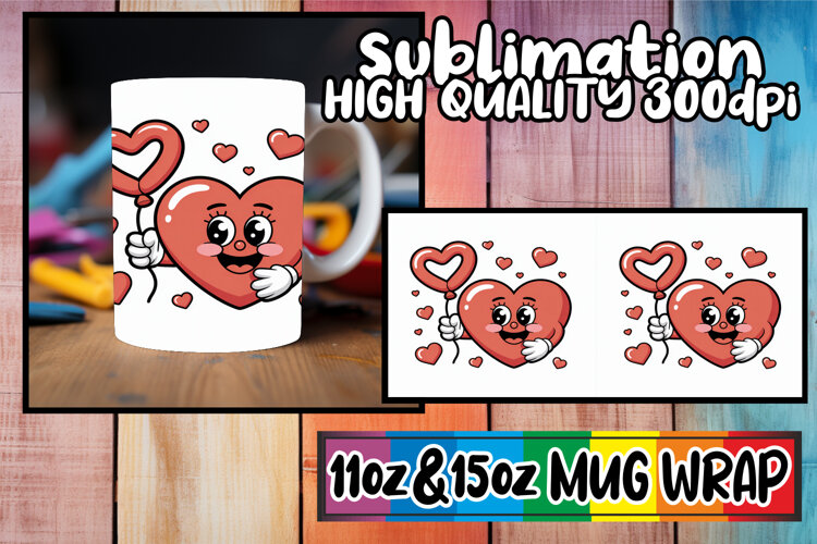 Radiant dreams 11oz 15oz mug wrap, Valenines Heart example image 1
