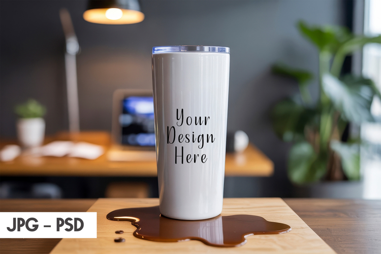 Warm Office Tumbler Mockup PSD