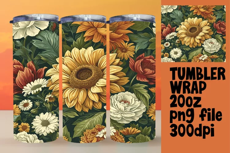 Timeless Vintage Flower Tumbler Wrap - 20oz Elegance