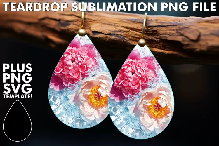 Watercolor Serenity: Teardrop Earrings Sublimation Designs
