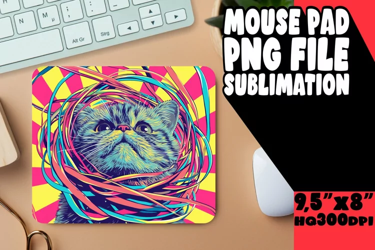 Cheerful Cat Design Mouse Mat