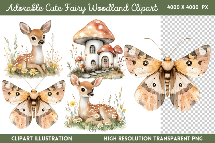 Adorable Cute Fairy Woodland Clipart PNG