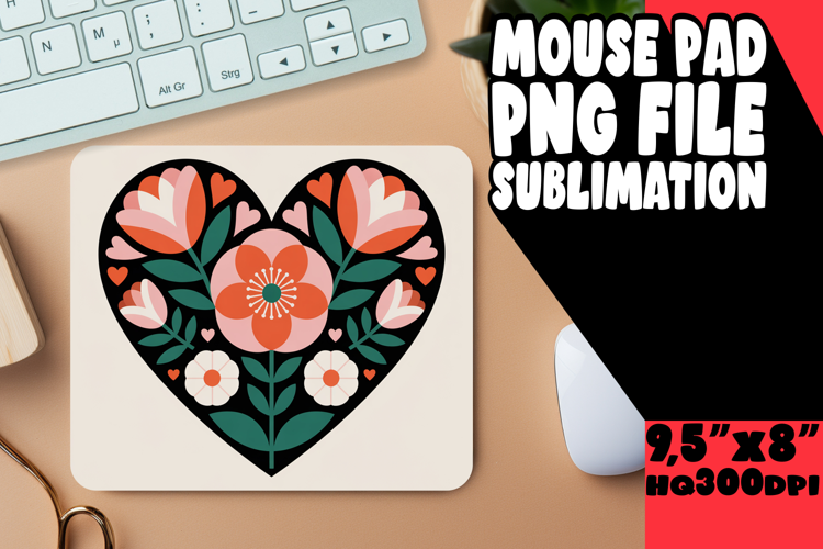 Timeless Mouse Pad Sublimation Style, Flowers Heart