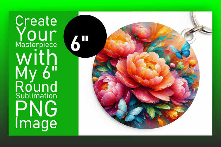 Charming Keychain Round Design Template , Flowers