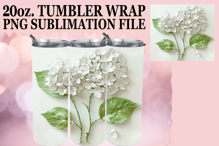 White Flower Bliss: Sublimation 20oz Tumbler