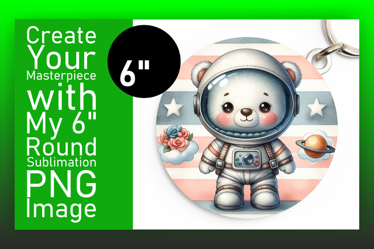 Cute Round Design Keychain Template , Teddy Bear