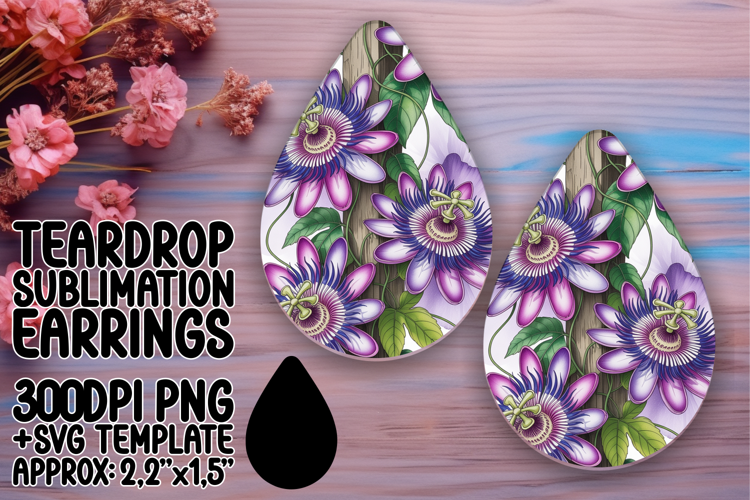 Lovely Teardrop Earrings Sublimation , Flowers