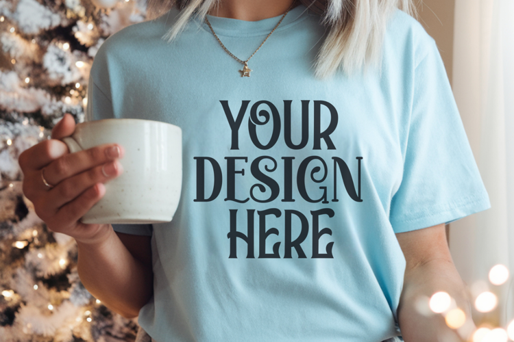 Chambray Comfort Colors 1717 Christmas Mockup, CC 1717