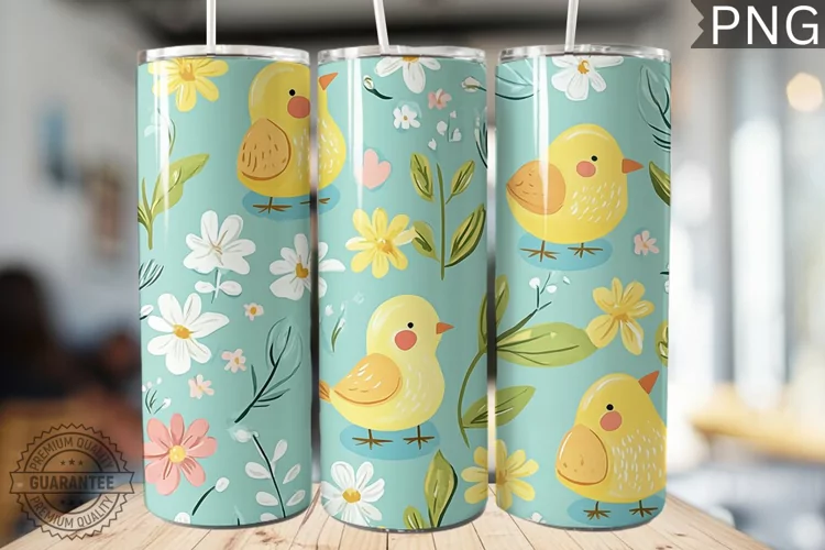 Spring Easter Tumbler Wrap - High Quality 300 Dpi