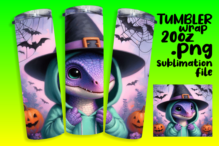Bright 20oz Tumbler Wrap Design , Halloween Dino
