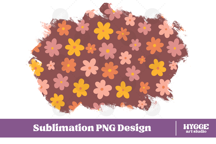 Retro Flowers Background Png Floral Paper Sublimation Splash