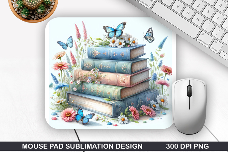 Book Flower Mouse Pad Sublimation, Animals Mouse Pad PNG