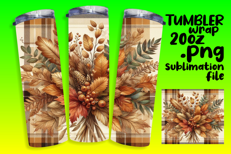 20oz Tumbler Template for Gifts , Autumn Flower