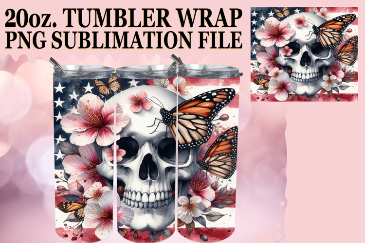BRIGHT HORIZONS 20oz TUMBLER WRAP, Skull USA