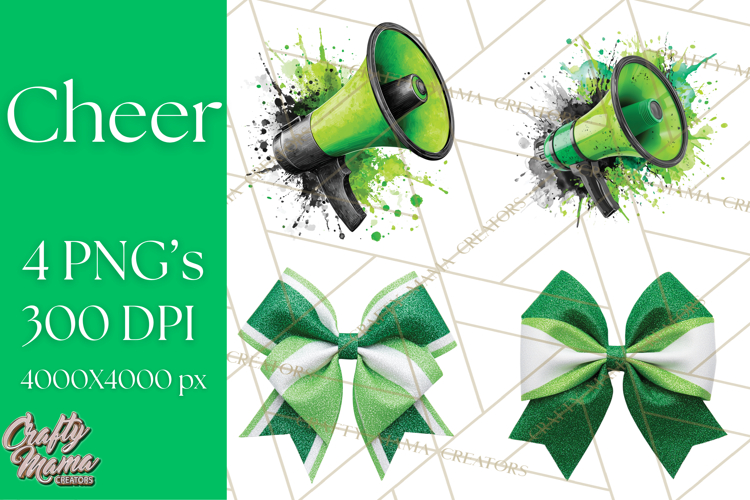 Cheerleader Clipart PNG with Glitter Pom and Color Splash